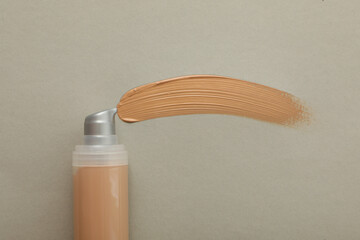 Concept of cosmetic and make up - foundation, top view