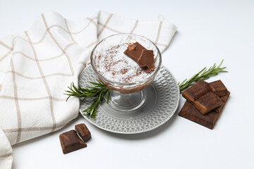 Concept of delicious and sweet food - chocolate mousse