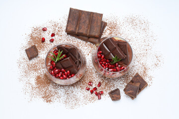 Concept of delicious and sweet food - chocolate mousse