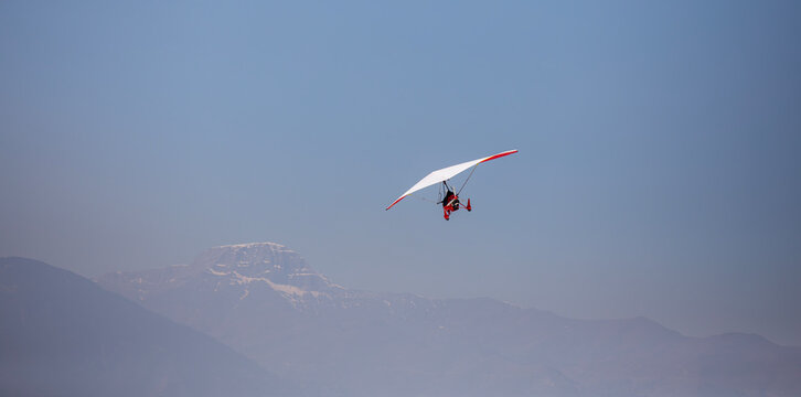 Denizli, Turkey, April 30, 2023: Preparation for flights on paramotors. Flying on paramotor