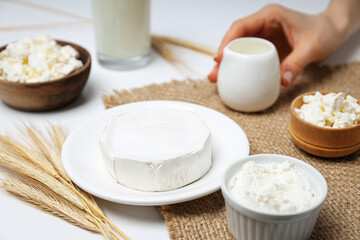 Concept of tasty food - different dairy products