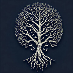 stylized tree on black, Generative AI