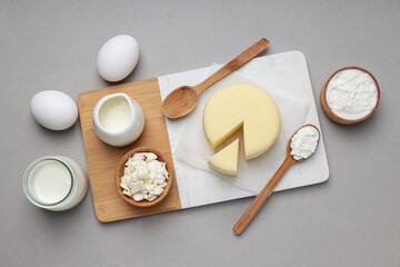 Concept of tasty food - different dairy products