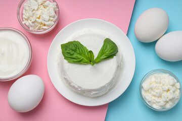 Concept of tasty food - different dairy products