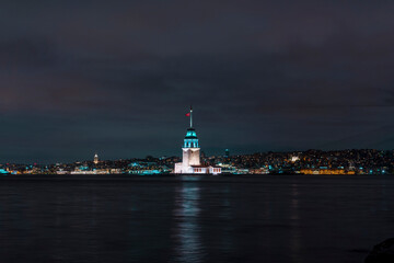 Maiden's Tower (Kiz Kulesi) in Istanbul Bosphorus. Opening ceremony After Construction of the Tower which is one of the most well-known symbols of Istanbul. 