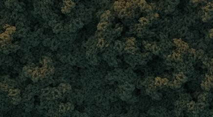 trees in the forest, top view, area view,  3D illustration, cg render