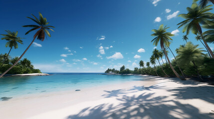 Fototapeta na wymiar Palm Beach In Tropical Paradise Island