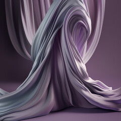 A purple curtain with the word silk on it