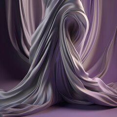A purple curtain with the word silk on it, ai generated