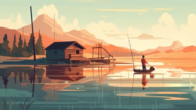People are fishing for subsistence, villagers, cooking, trading, sports Generative AI