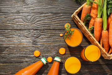 Concept of healthy nutrition and diet with Carrot juice