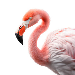 Fototapeta premium Bird Flamingo isolated on a white background with clipping path. Full Depth of field. PNG. Generative AI