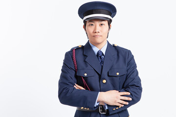 腕組みをする男性警備員のポートレート