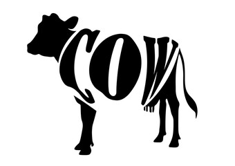 A cow with the word 