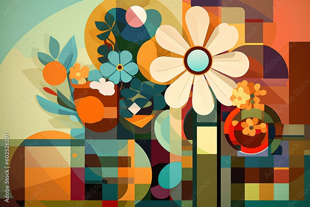 Poster an example of a vase that is filled with flowers. generative ai