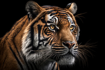 Obraz premium Tiger portrait on dark background. AI Generative