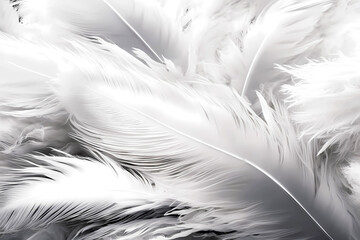 White feathers background. Generative ai design.