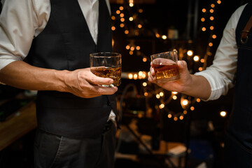 Celebrate whiskey on a friendly party in  restaurant