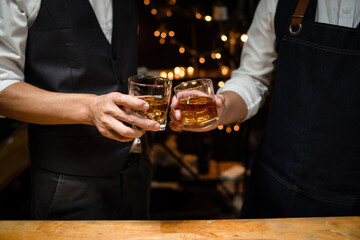 Celebrate whiskey on a friendly party in  restaurant