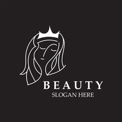 Woman Beauty care logo. fresh Nature beauty face saloon and spa design flat vector
