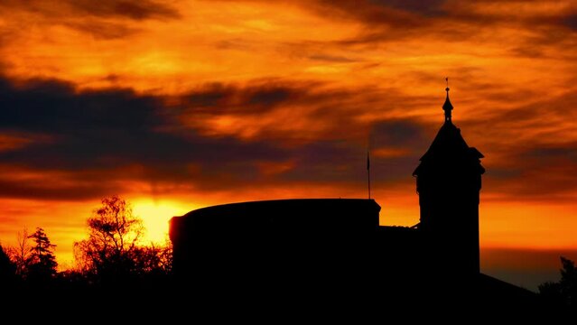 The Munot Castle of Schaffhausen in Sunrise in Switzerland.