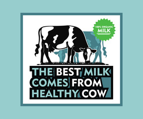 DAIRY COW MILK LOGO, silhouette of great cow standing vector illustrations