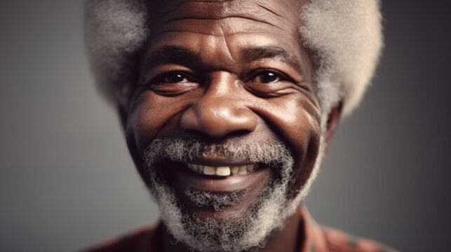 A smiling Afro senior man aging with grace. Generative AI