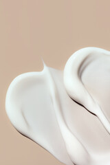 Fototapeta cosmetic smears of creamy texture on a beige background obraz