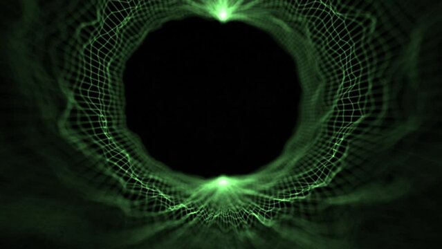 Wormhole vortex time travel through geometric grid tunnell 4k animation 