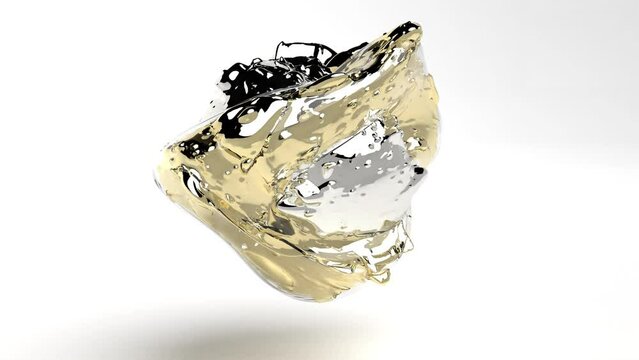 Organic animation nuggets gold silver glass stirred 4k