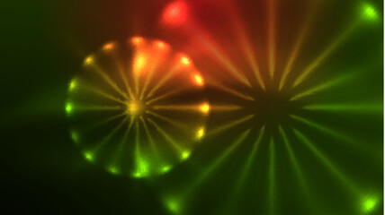 Neon glowing circles, magic energy space light concept, abstract background wallpaper design