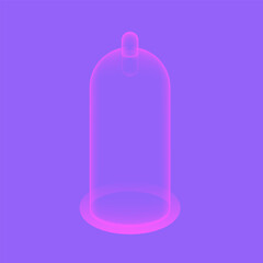 Neon inflated condom in a minimalistic style. Vector illustration