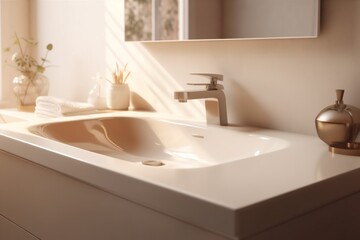 Fototapeta na wymiar design interior bathroom modern sink luxury house sunlight counter wall faucet. Generative AI.