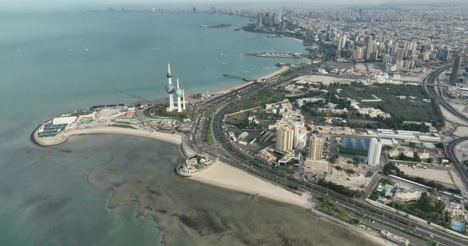 kuwait towers from the sky