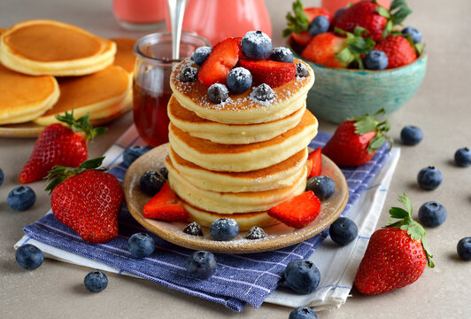 Traditional pancakes with berries
