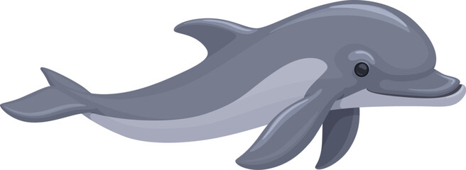 Bottlenose dolphin swimming vector illustration. Isolated on white background