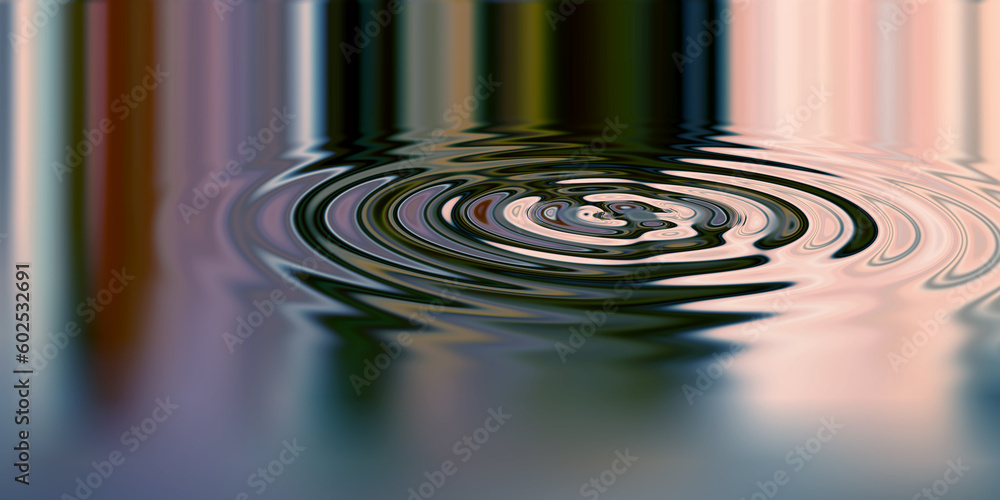 Poster waves, ripple and design with water drop pattern with mockup for 3d, digital and texture. environmen