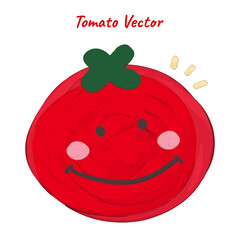 Cute tomato smile face vegetable oil paint vector