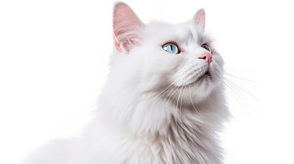 Beautiful white cat on a white background. Generative AI