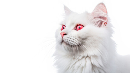 Beautiful white cat on a white background. Generative AI