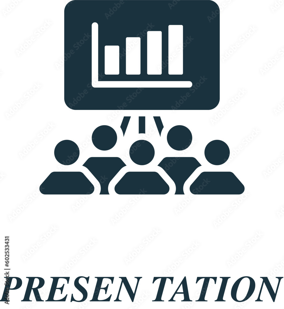Aufkleber presentation icon. monochrome simple sign from data analytics collection. presentation icon for logo