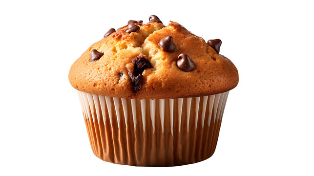 Delicious chocolate muffin on transparent background png Generative AI