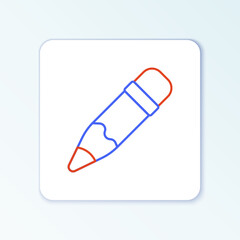 Line Pencil with eraser icon isolated on white background. Drawing and educational tools. School office symbol. Colorful outline concept. Vector