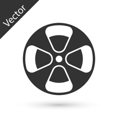 Grey Film reel icon isolated on white background. Vector