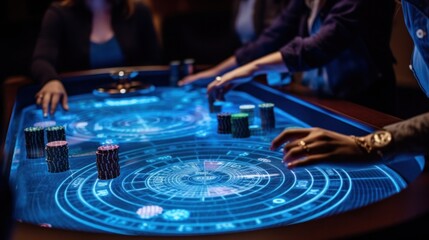 Casino elements and people hand playing cards