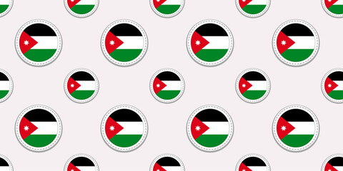 Jordan round flag seamless pattern. Jordanian background. Vector circle icons. Geometric symbols. Texture for education,web pages, competition and travelling design elements. patriotic wallpaper.