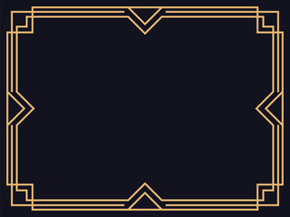 Art deco frame. Vintage linear border. Design a template for invitations, leaflets and greeting cards. The style of the 1920s - 1930s. Vector illustration