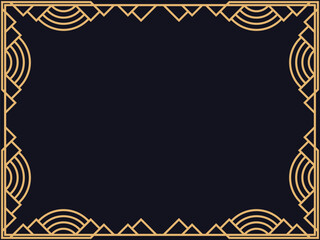 Art deco frame. Vintage linear border. Design a template for invitations, leaflets and greeting cards. The style of the 1920s - 1930s. Vector illustration