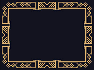 Obraz premium Art deco frame. Vintage linear border. Design a template for invitations, leaflets and greeting cards. The style of the 1920s - 1930s. Vector illustration
