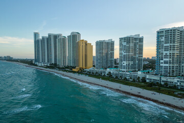 coastline in Miami.beach with a building in the background. modern cityscapes
